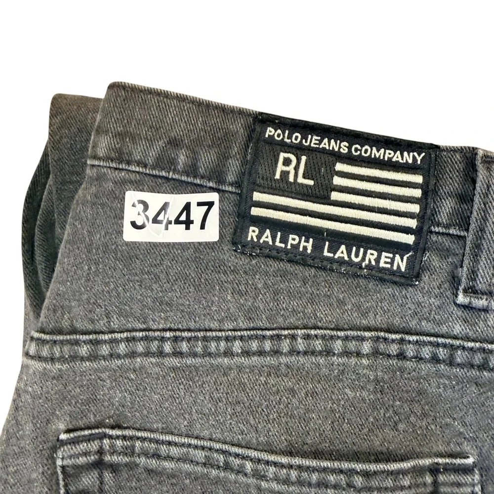 Vintage‎ Polo Jeans Company Straight Leg Mens 34x32 Faded Black Denim Jeans